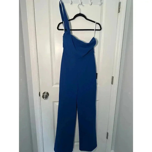 NWT | Lulus | Flaunt It Like That Royal Blue One Shoulder Jumpsuit - Picture 4 of 10